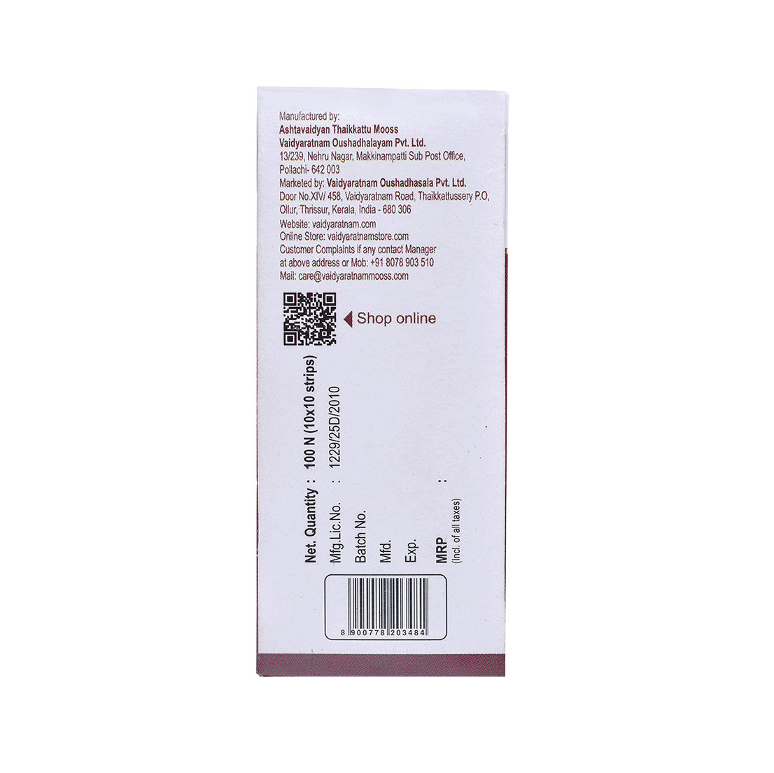 VAIDYARATNAM THYROCALAM TABLETS